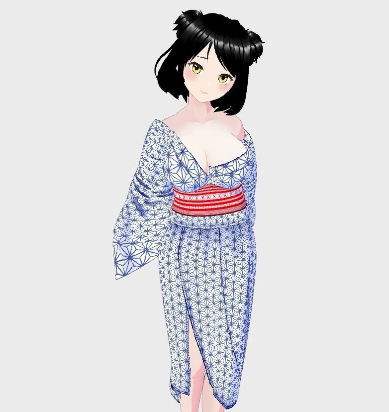 【Vroid】湯けむり脱げかけ浴衣【女性・女装用/正式版】