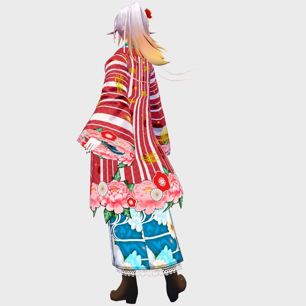 【Vroid】花咲く着物セット【女性・女装用/正式版】