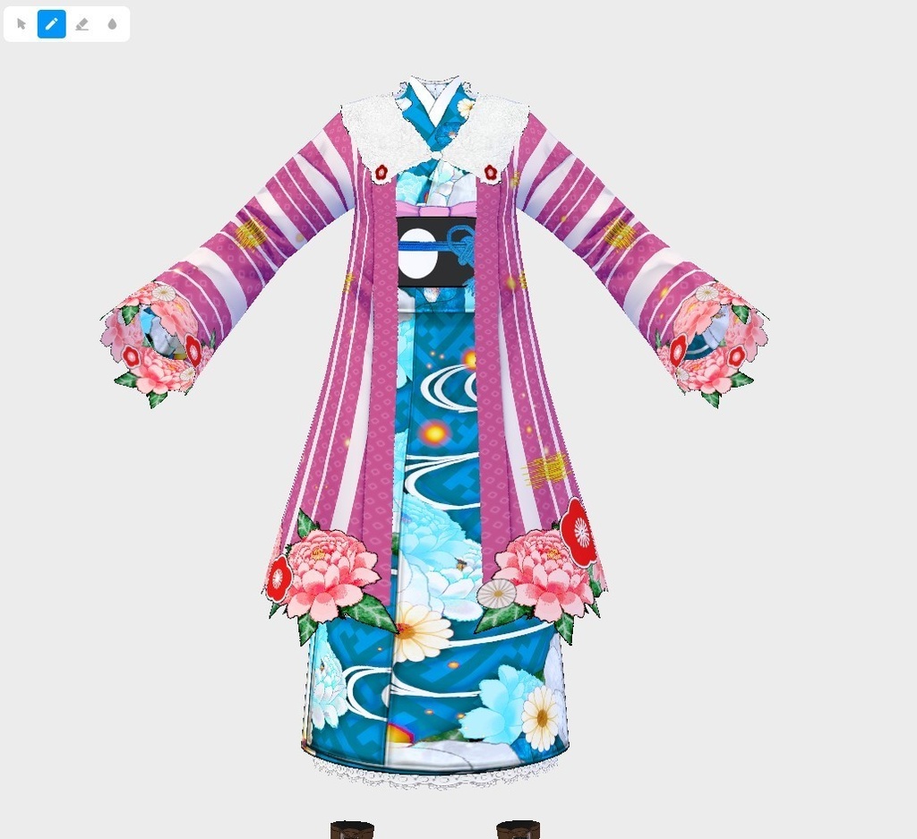 【Vroid】花咲く着物セット【女性・女装用/正式版】