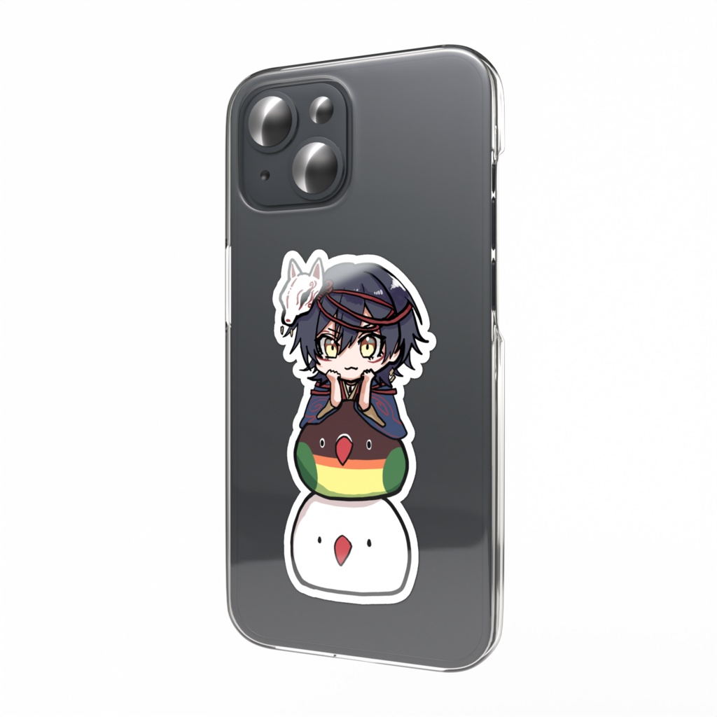 スマホステッカー｜圭一＆インコ2匹 だんご三兄弟（55×85mm以内）