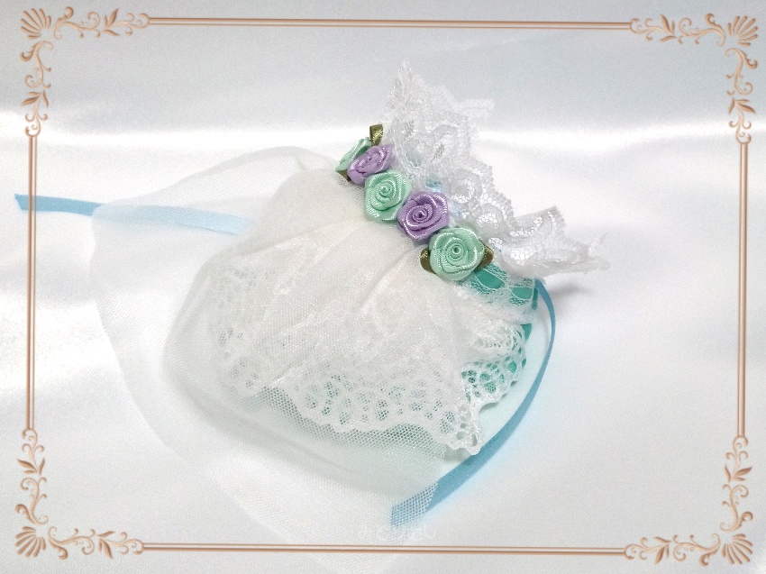 ウエディングドレス(リボンミント)☆俵型マスコットサイズ