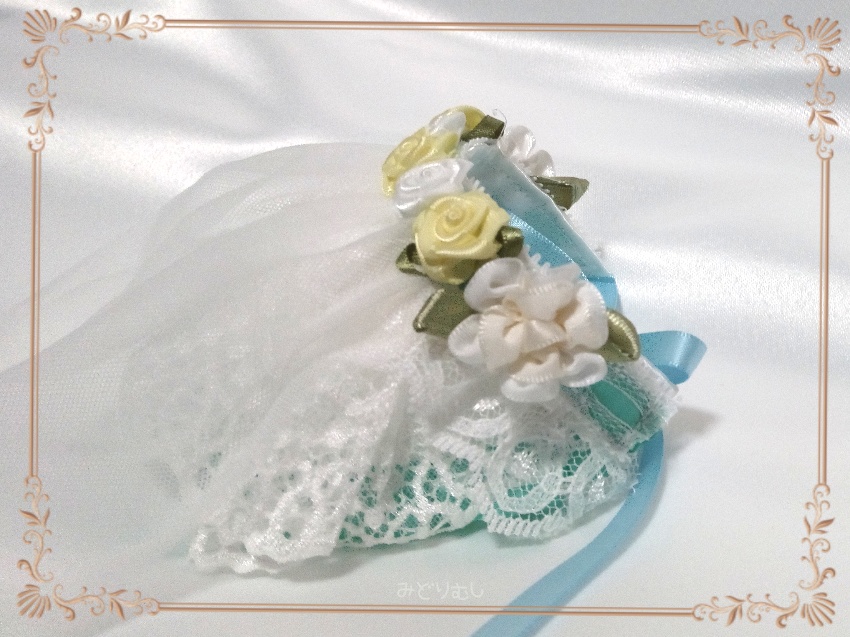 ウエディングドレス(リボンミント)☆俵型マスコットサイズ