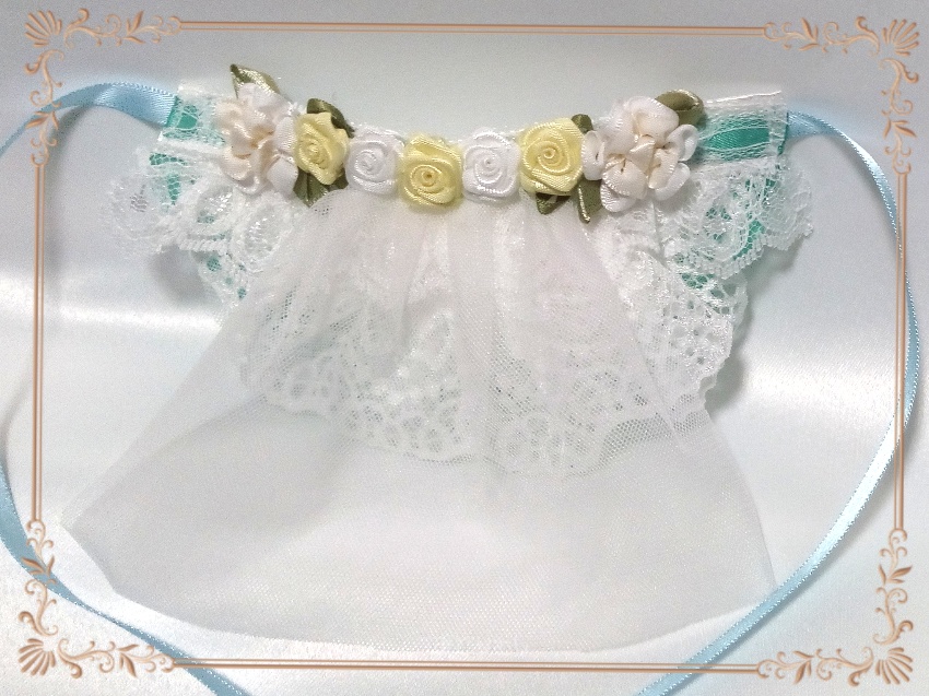 ウエディングドレス(リボンミント)☆俵型マスコットサイズ