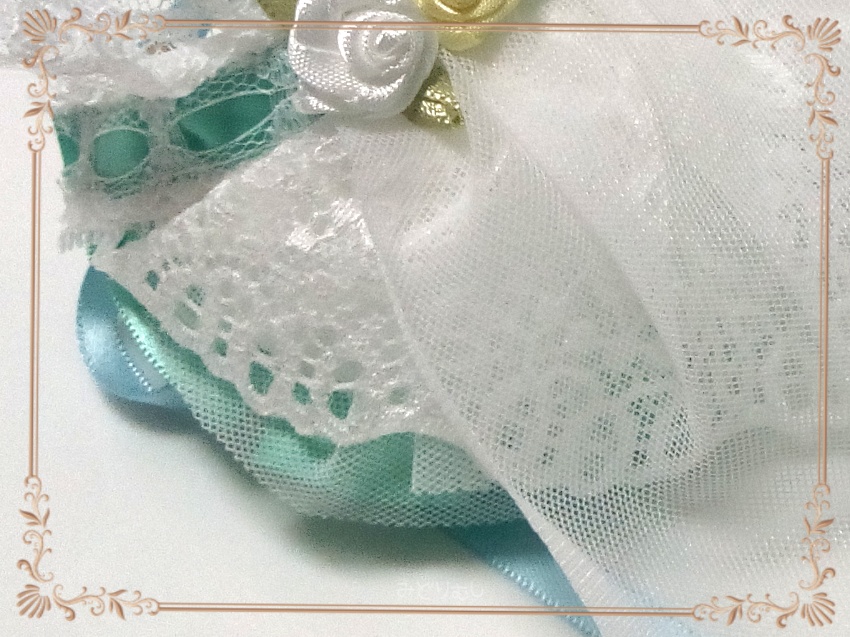 ウエディングドレス(リボンミント)☆俵型マスコットサイズ