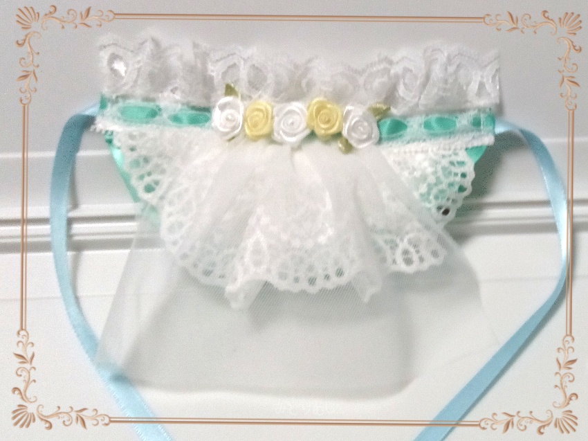 ウエディングドレス(リボンミント)☆俵型マスコットサイズ