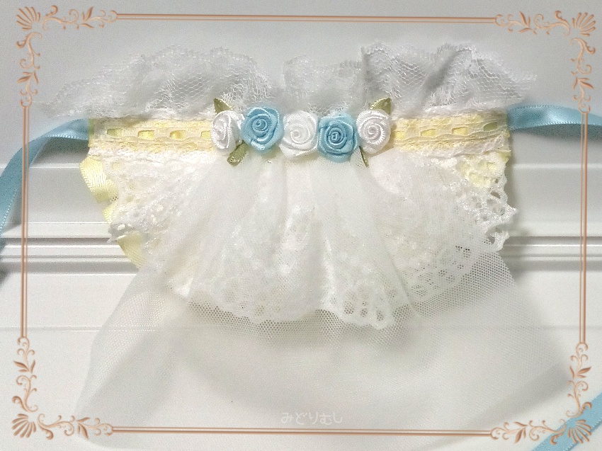 ウエディングドレス(リボン黄)☆俵型マスコットサイズ