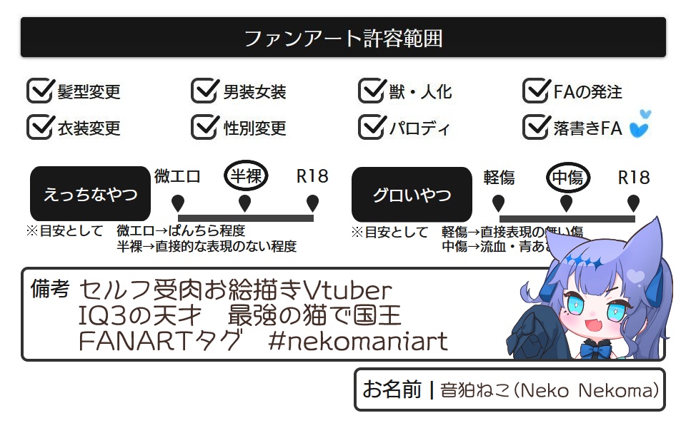 フリー素材|ファンアート許容範囲チェックシート|VTuber Assets