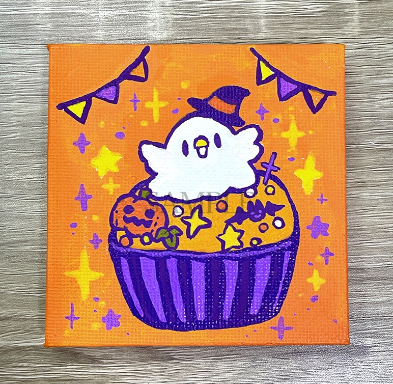 【ミニキャンバス原画】ハロウィンカップケーキ【9月13日20時販売開始】