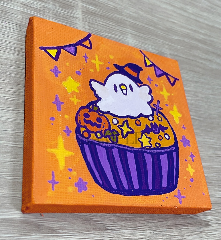 【ミニキャンバス原画】ハロウィンカップケーキ【9月13日20時販売開始】