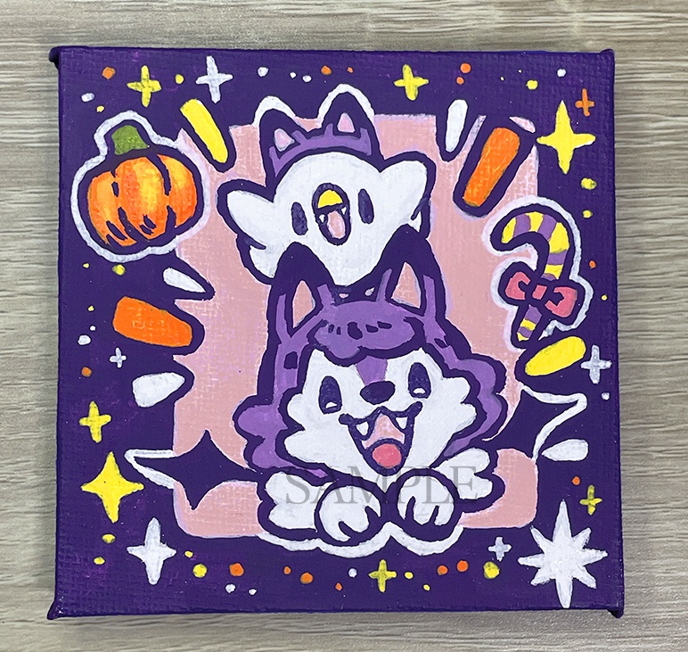 【9月19日20時販売開始】おばチュンとオオカミさんでガオー!【ミニキャンバス原画】