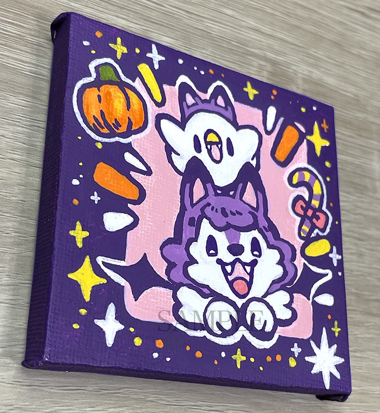 【9月19日20時販売開始】おばチュンとオオカミさんでガオー!【ミニキャンバス原画】