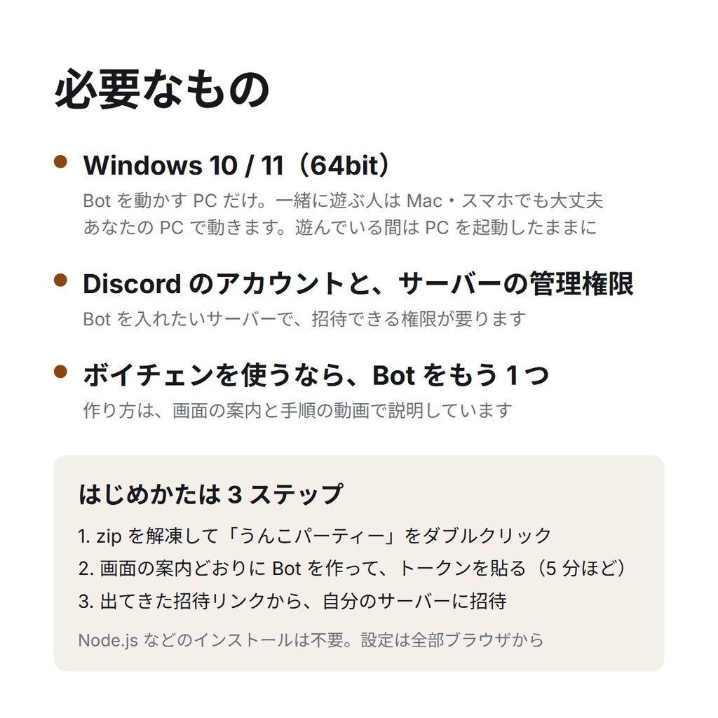 うんこパーティー ― VC の誰かが、ときどきうんこになったり声が変わったりする Discord Bot