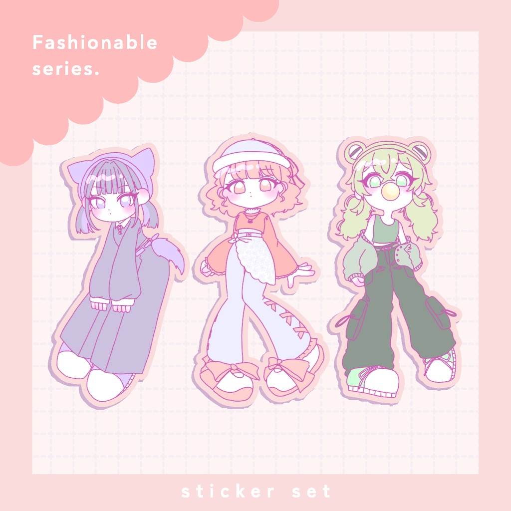 【ステッカー】Girly Fashion♡ステッカー 5枚セット