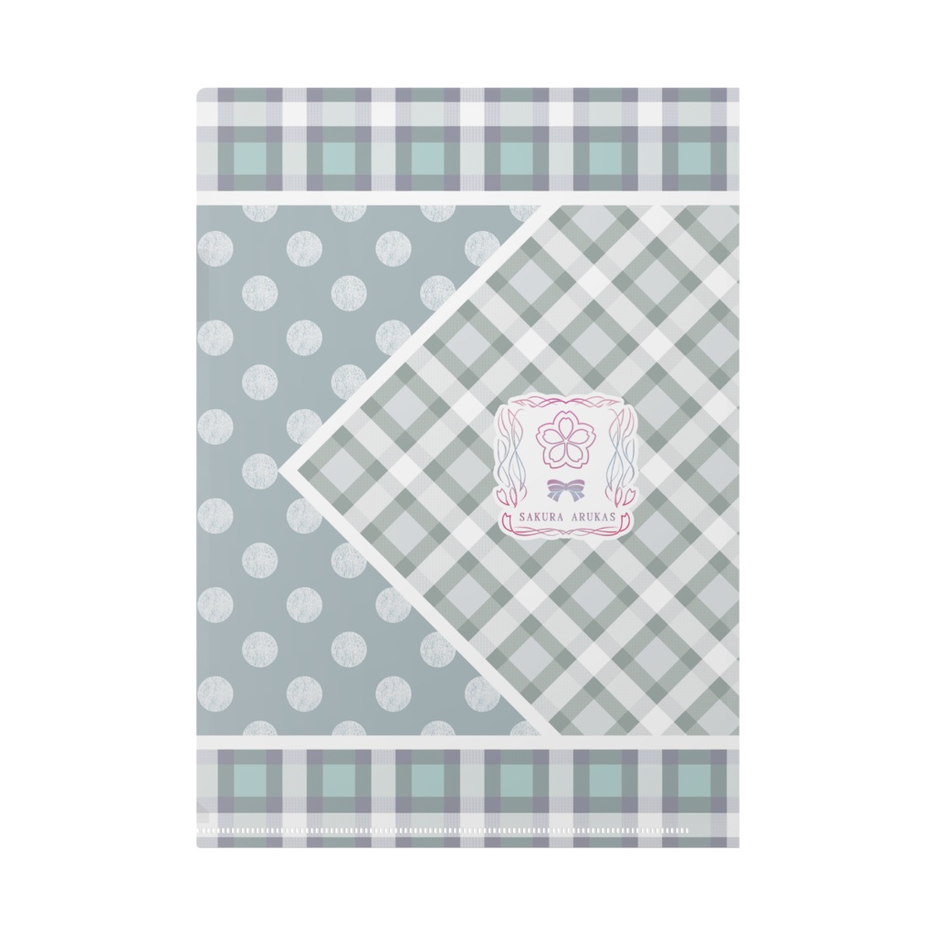 水玉チェッククリアファイルグレー