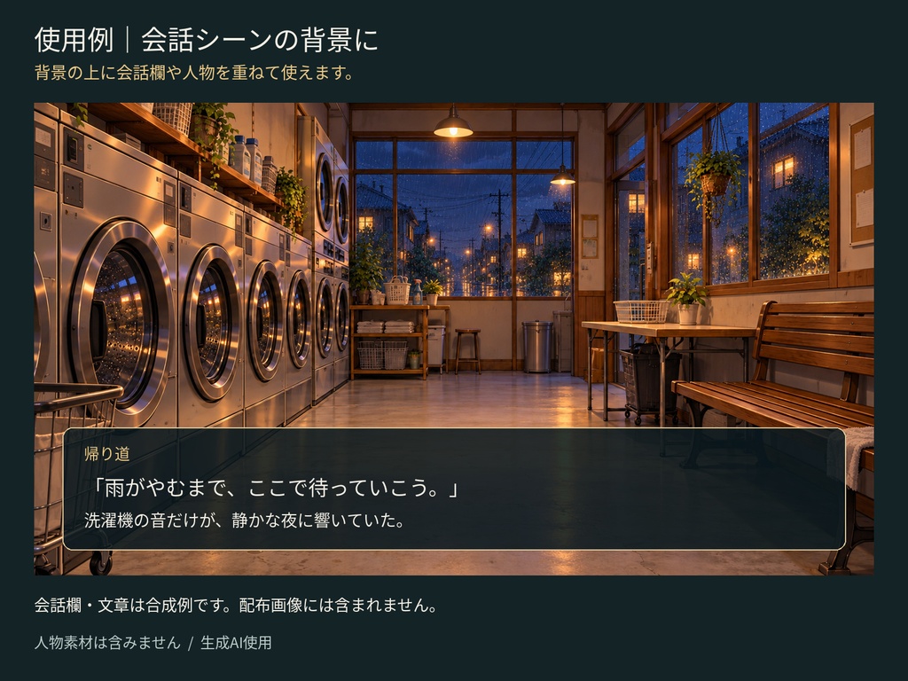 街角の小さなコインランドリー|背景7枚【生成AI使用】