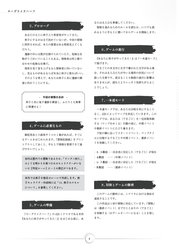 ローグライクハーフ個人製作シナリオ集『主人公は一日にして成らず』