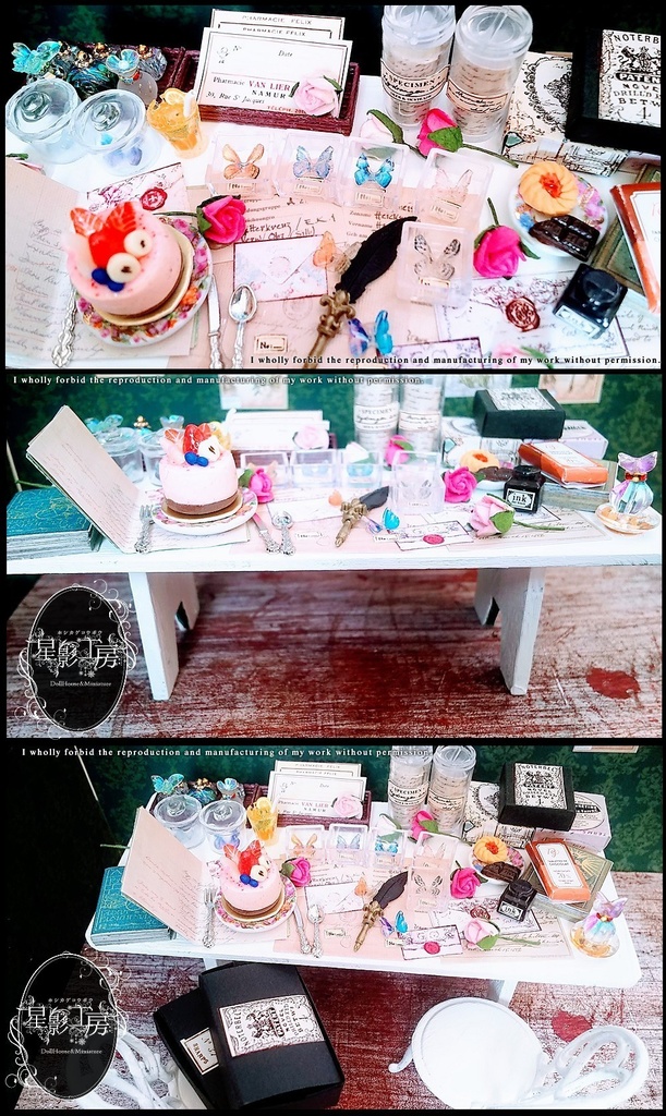 *蝶の収集家の作業部屋(背景ボード+小物セット)*