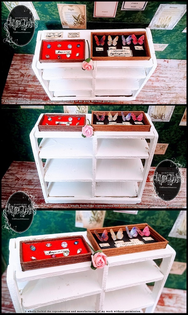 *蝶の収集家の作業部屋(背景ボード+小物セット)*