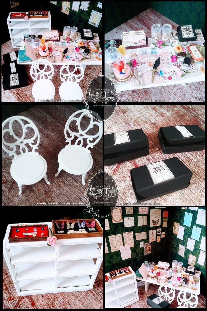 *蝶の収集家の作業部屋(背景ボード+小物セット)*