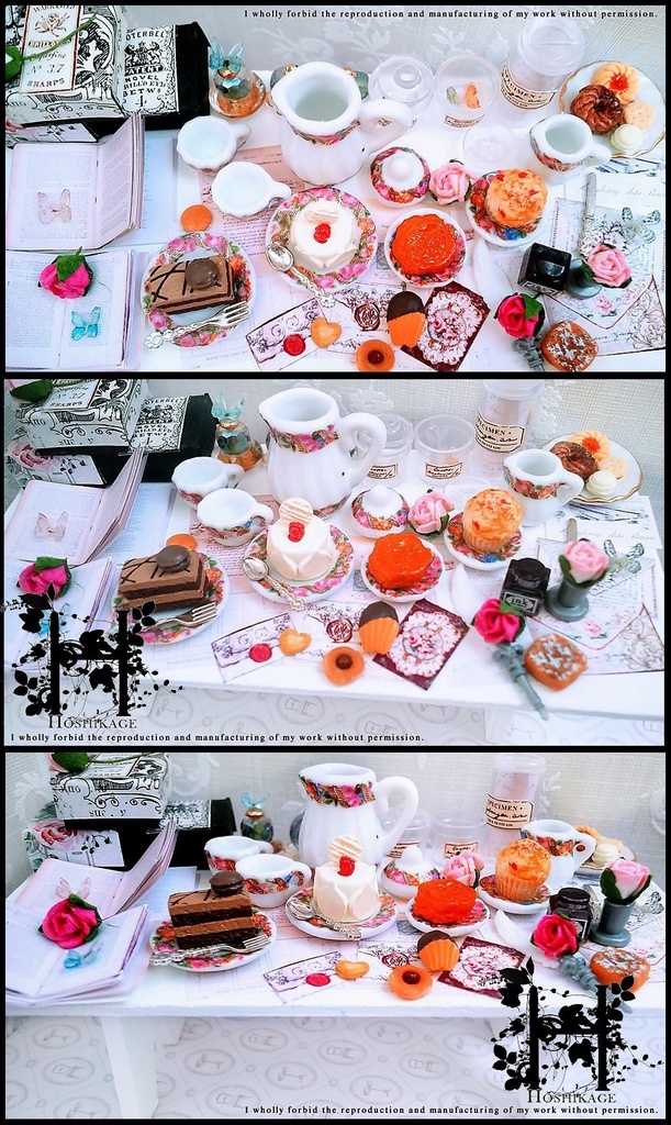 *蝶の収集家の作業部屋-お茶会ver,-(背景ボード+小物セット)*