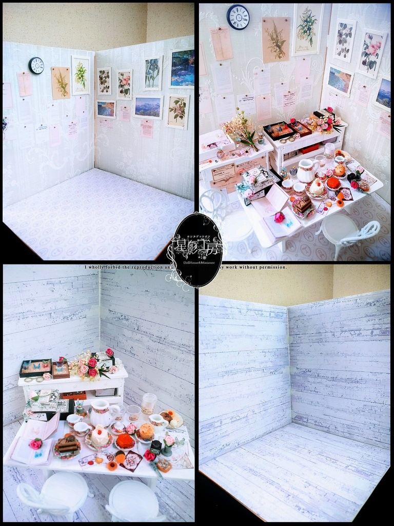 *蝶の収集家の作業部屋-お茶会ver,-(背景ボード+小物セット)*