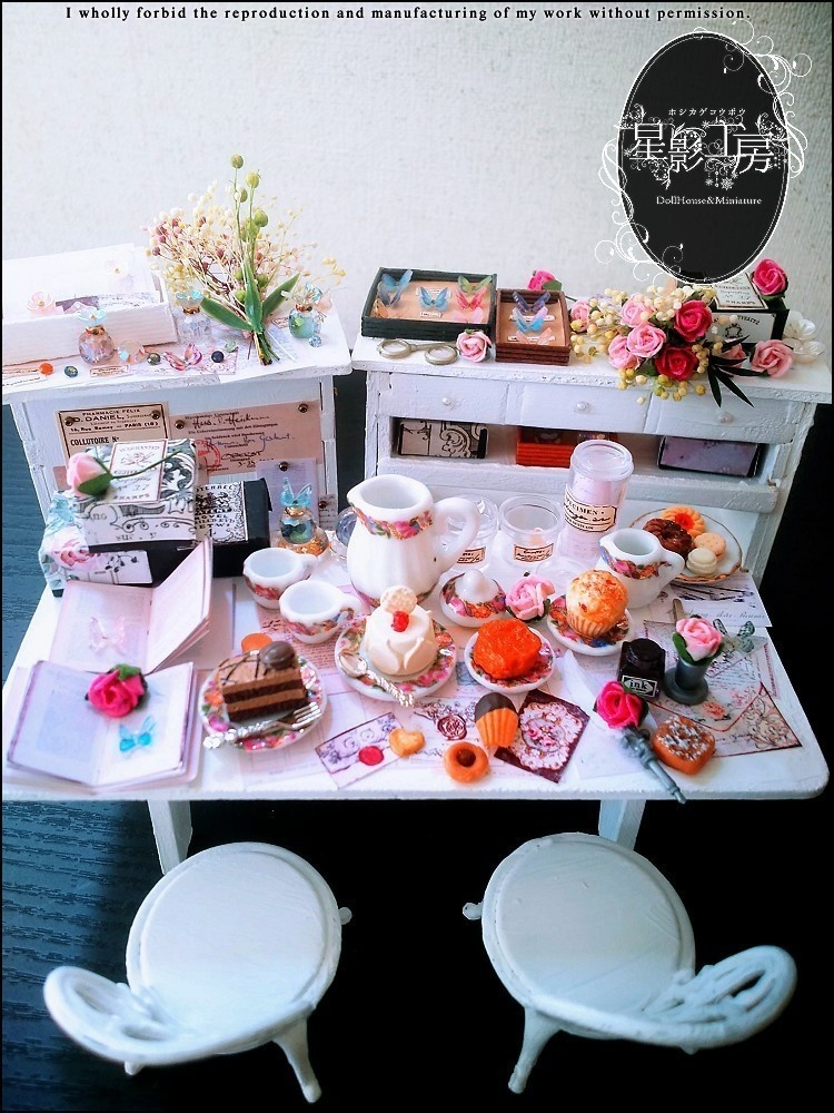 *蝶の収集家の作業部屋-お茶会ver,-(背景ボード+小物セット)*