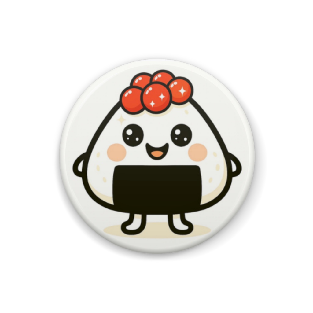 こめまる｜ほかほか白ごはん（いくら）缶バッジ