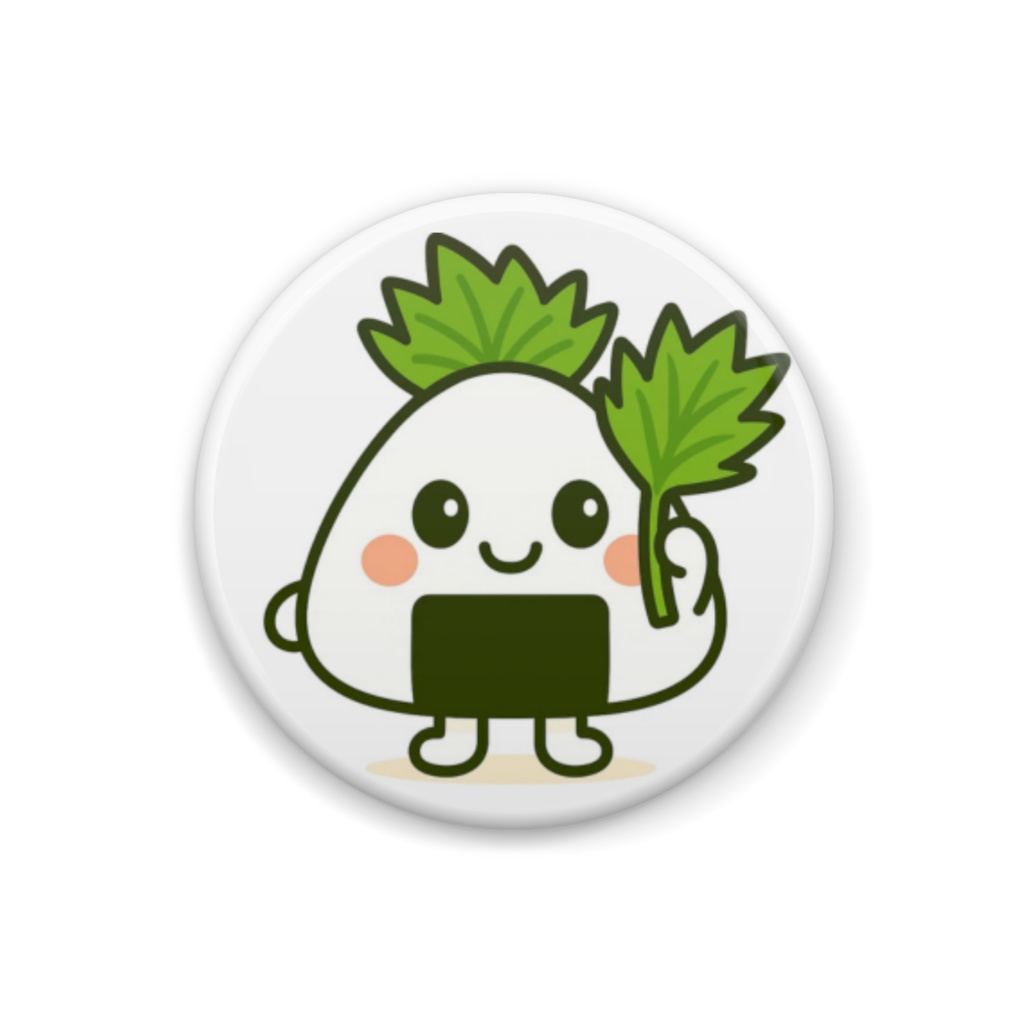 こめまる｜ほかほか白ごはん（しそ）缶バッジ