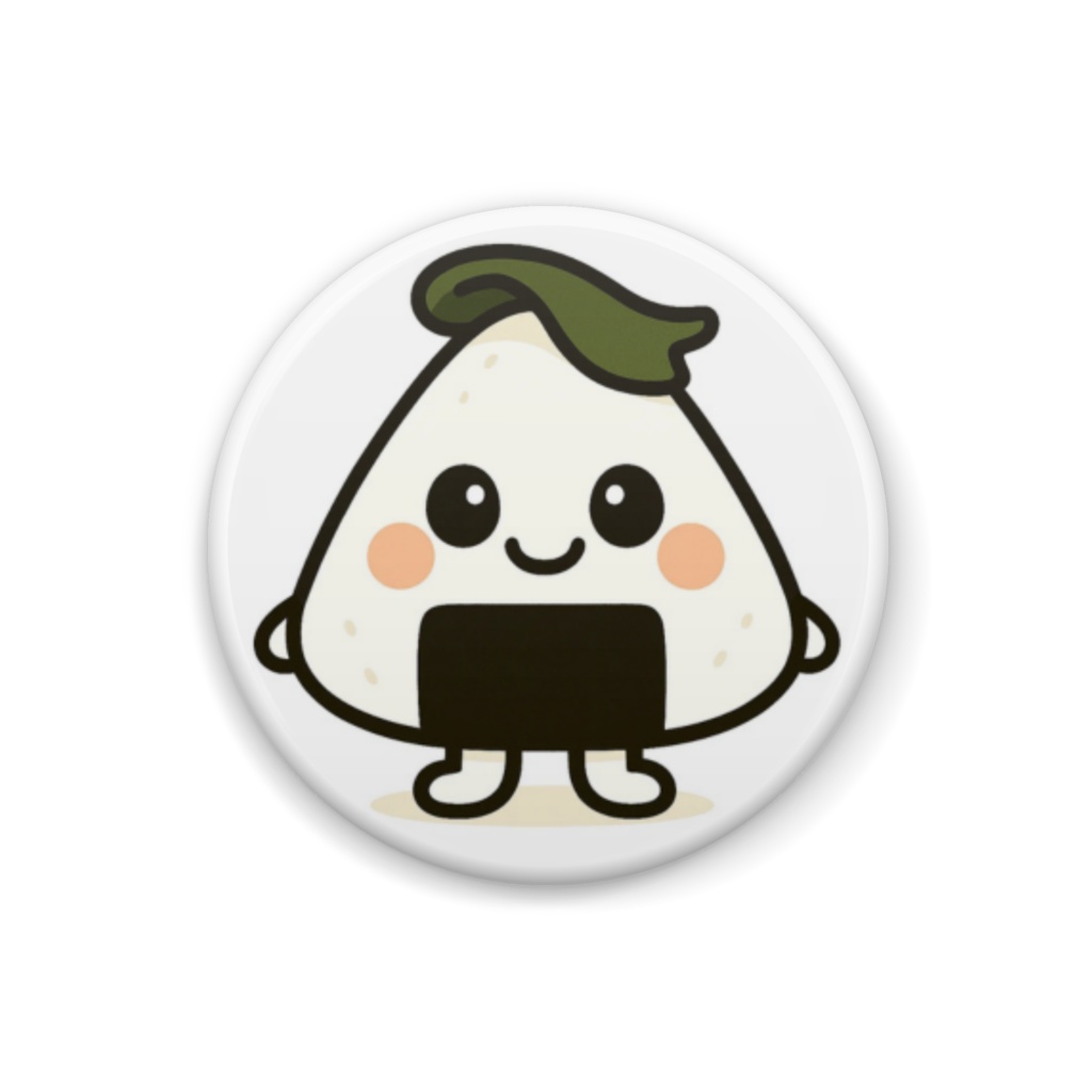 こめまる｜ほかほか白ごはん（こんぶ）缶バッジ