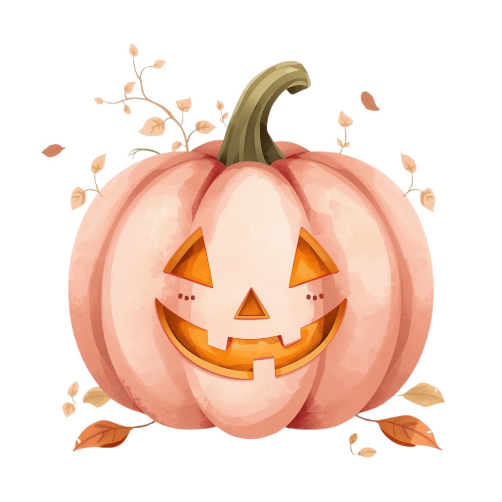 水彩風 ピンク アンティーク可愛い ハロウィン クリップアート セット(PNG背景透過/全20種類)