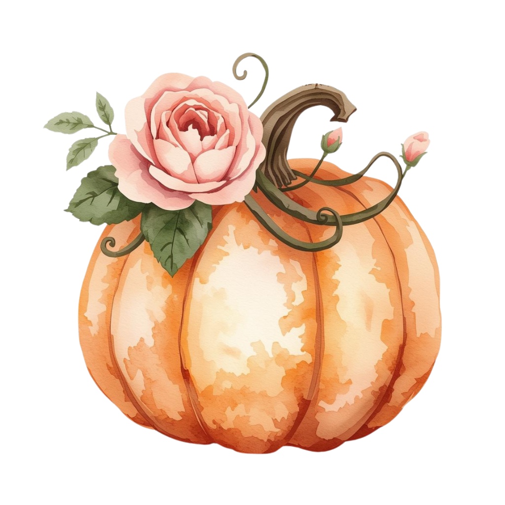 水彩風 ピンク アンティーク可愛い ハロウィン クリップアート セット(PNG背景透過/全20種類)