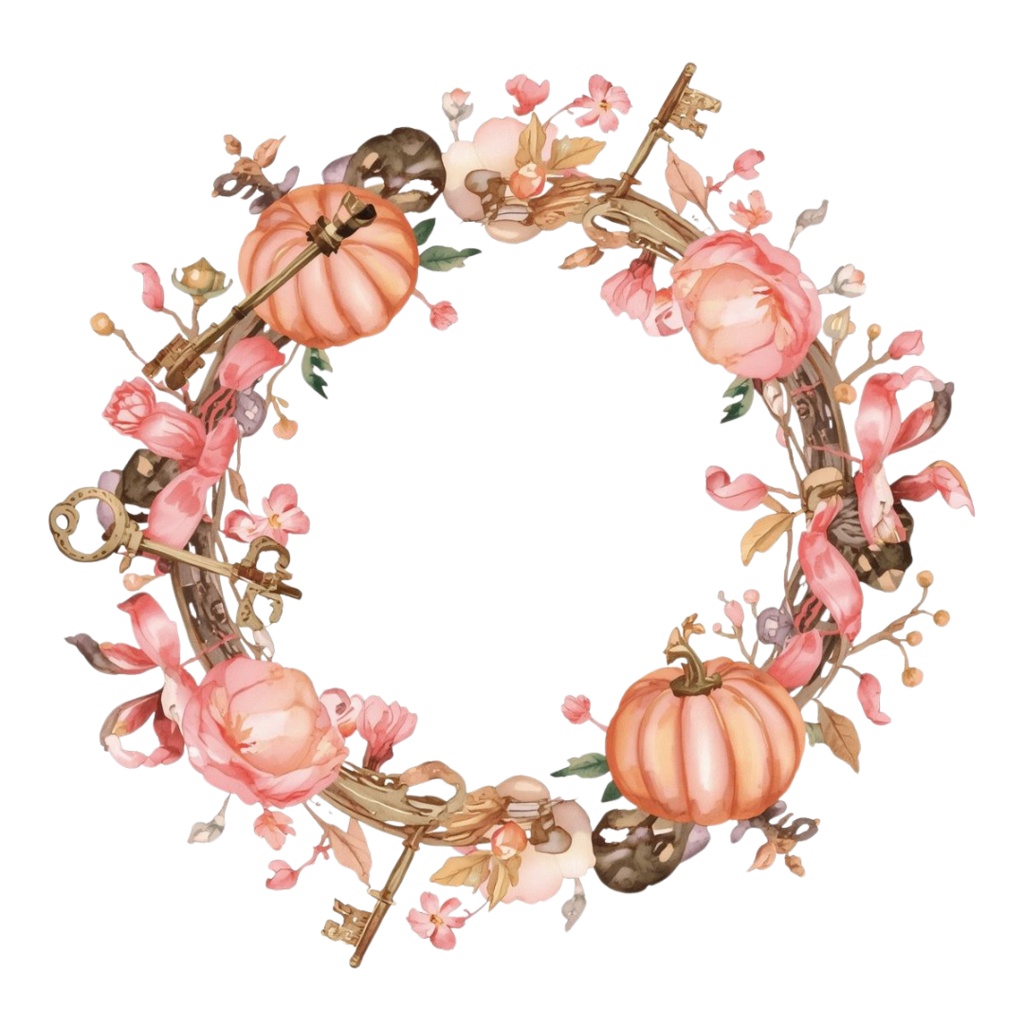 水彩風 ピンク アンティーク可愛い ハロウィン クリップアート セット(PNG背景透過/全20種類)