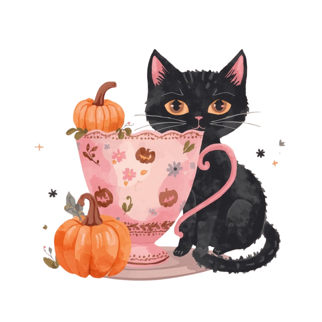 水彩風 ピンク アンティーク可愛い ハロウィン クリップアート セット(PNG背景透過/全20種類)