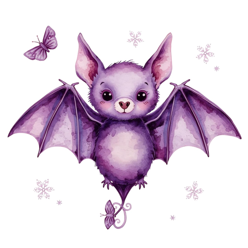 アンティーク可愛い紫のハロウィン水彩イラスト|商用利用OKクリップアート集