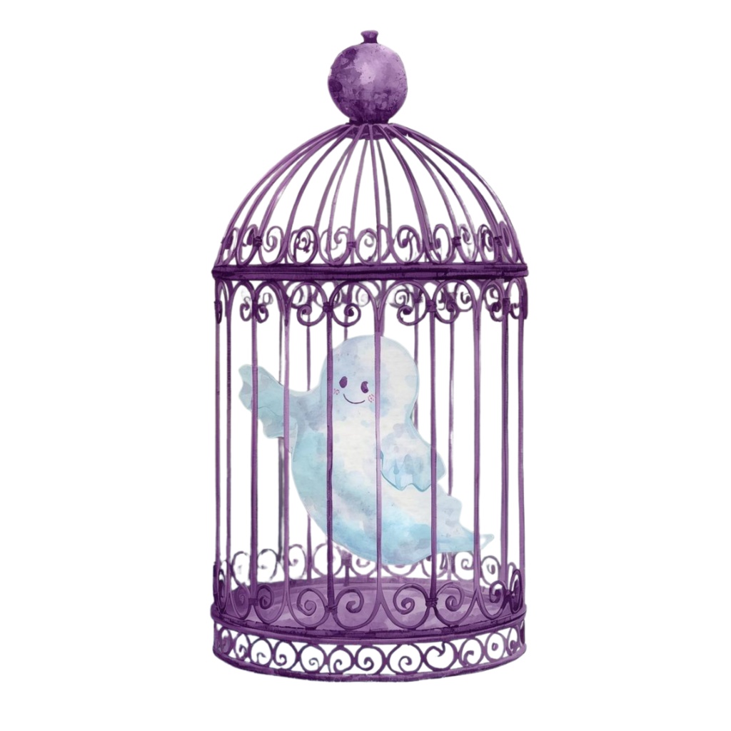 アンティーク可愛い紫のハロウィン水彩イラスト|商用利用OKクリップアート集