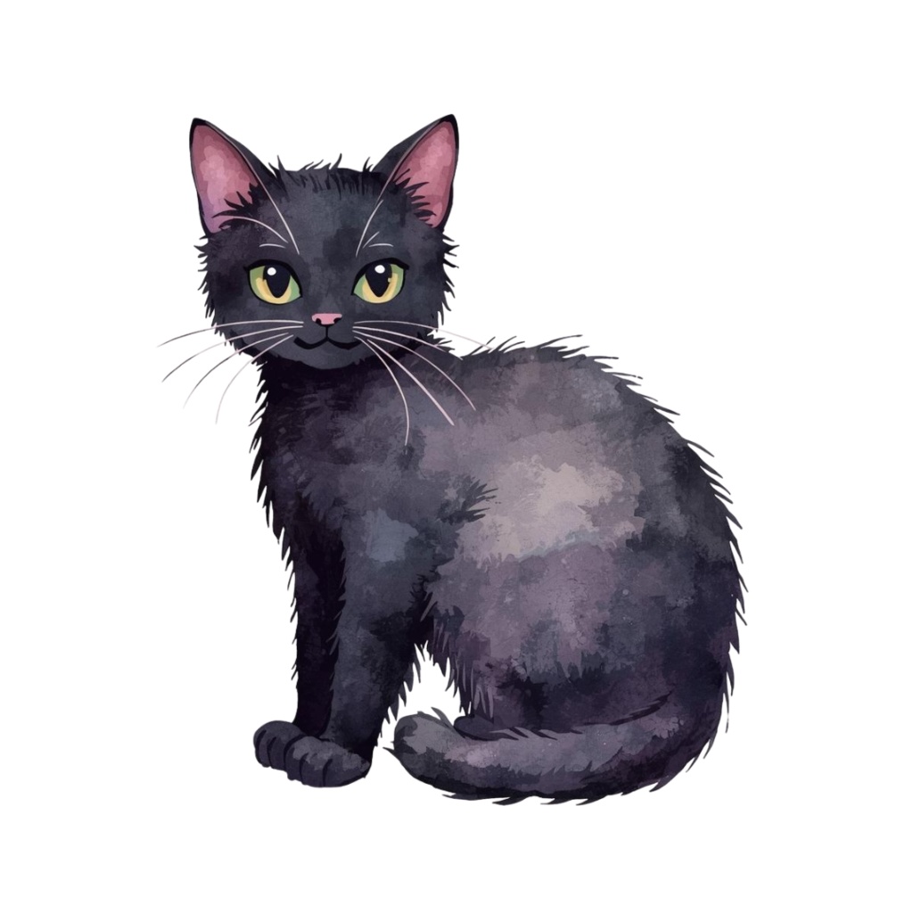 アンティーク可愛い紫のハロウィン水彩イラスト|商用利用OKクリップアート集