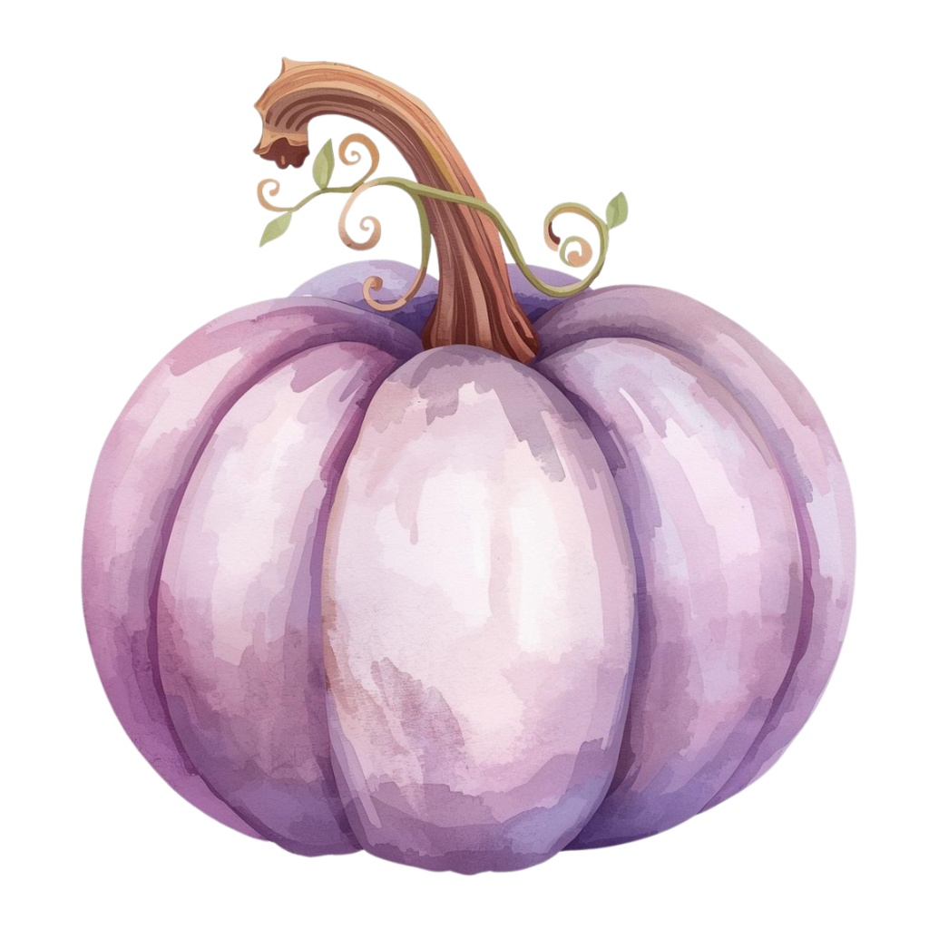 アンティーク可愛い紫のハロウィン水彩イラスト|商用利用OKクリップアート集