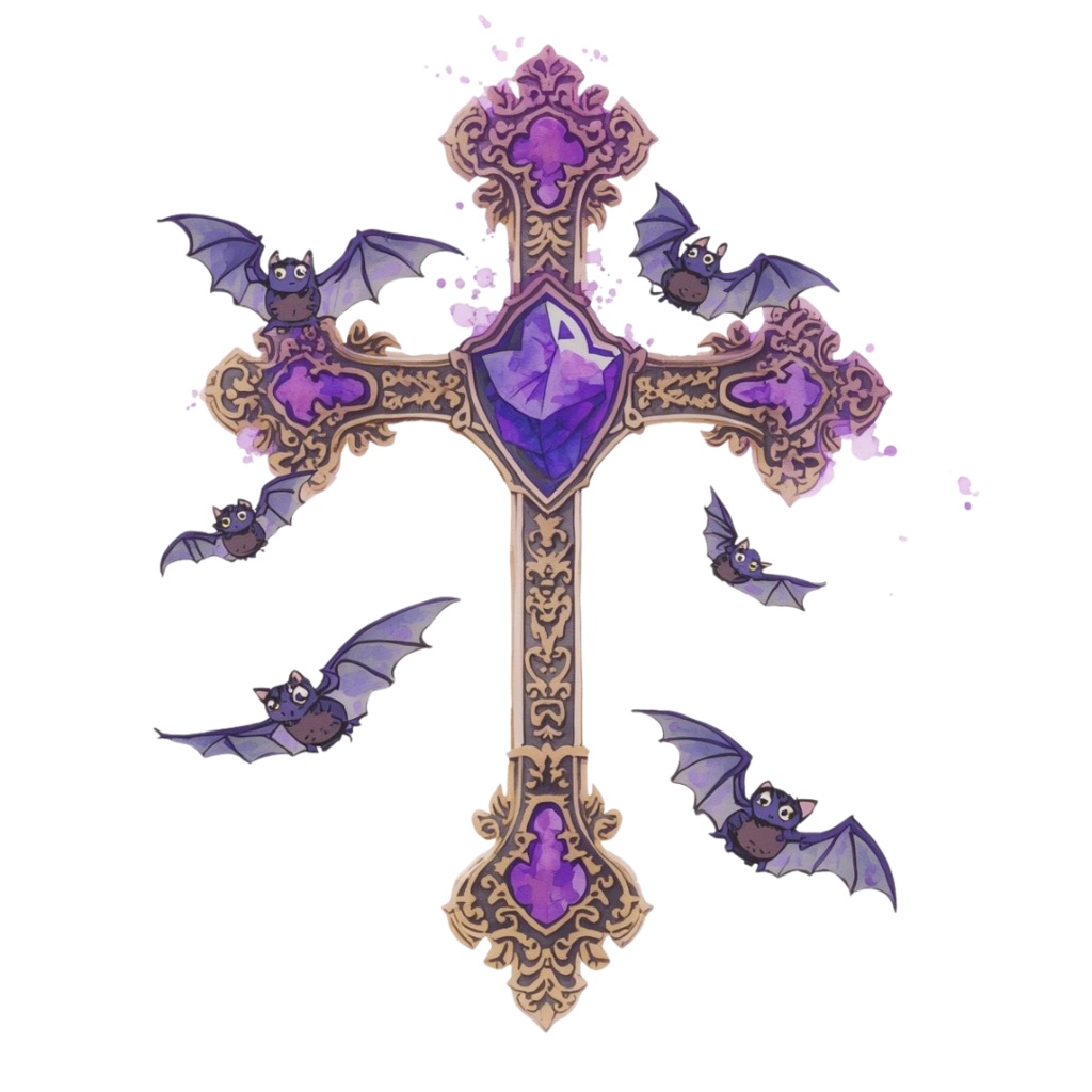 アンティーク可愛い紫のハロウィン水彩イラスト|商用利用OKクリップアート集