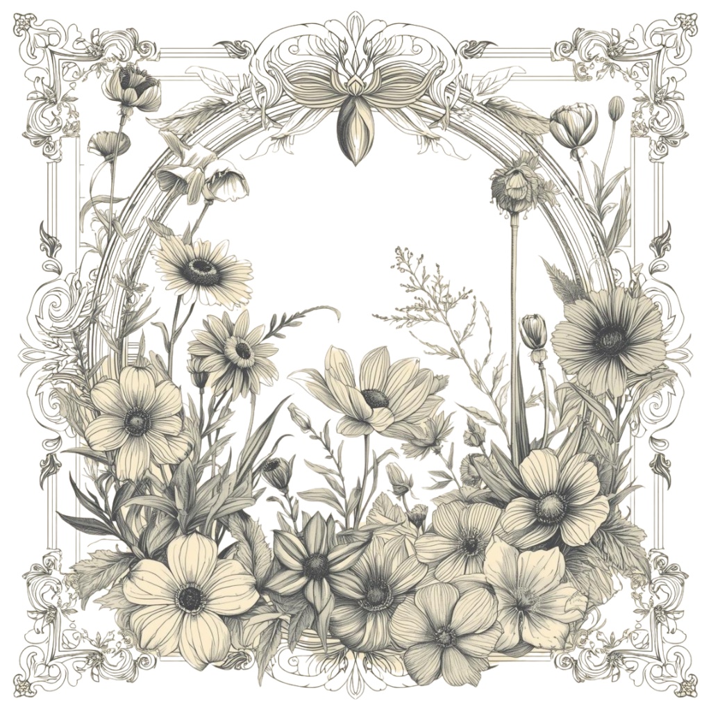 エレガントな草花の飾り枠クリップアート15種類 商用利用可
