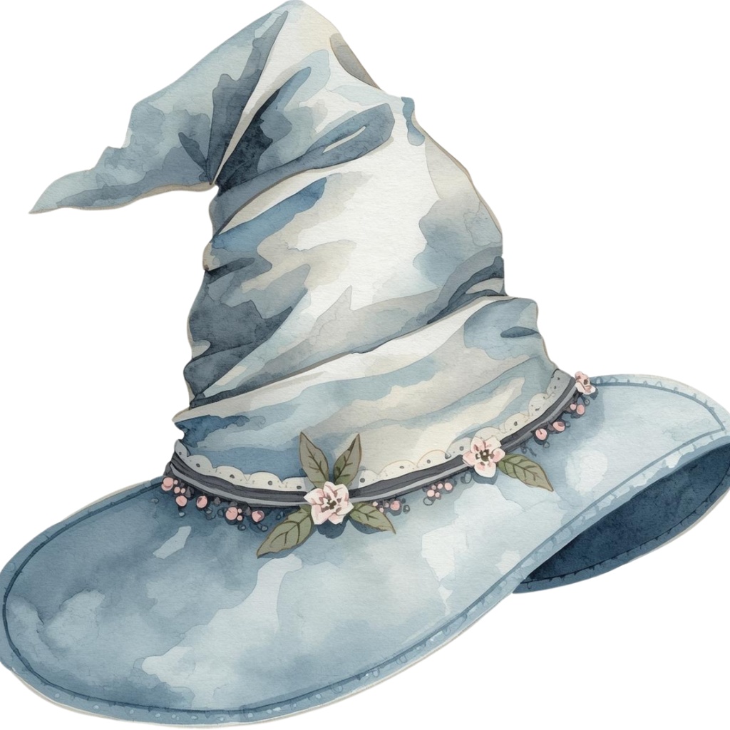 水彩ブルーアンティークハロウィンクリップアートセット(全20種・PNG)