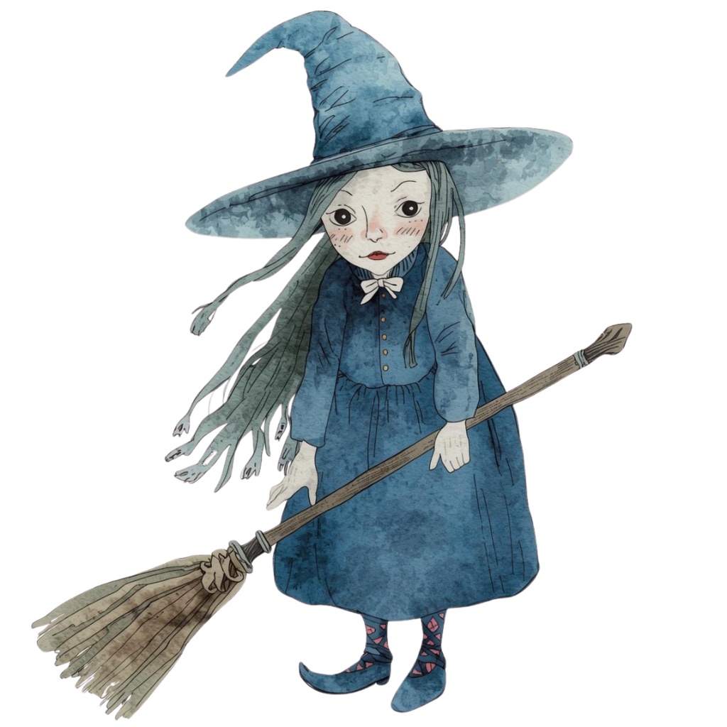 水彩ブルーアンティークハロウィンクリップアートセット(全20種・PNG)