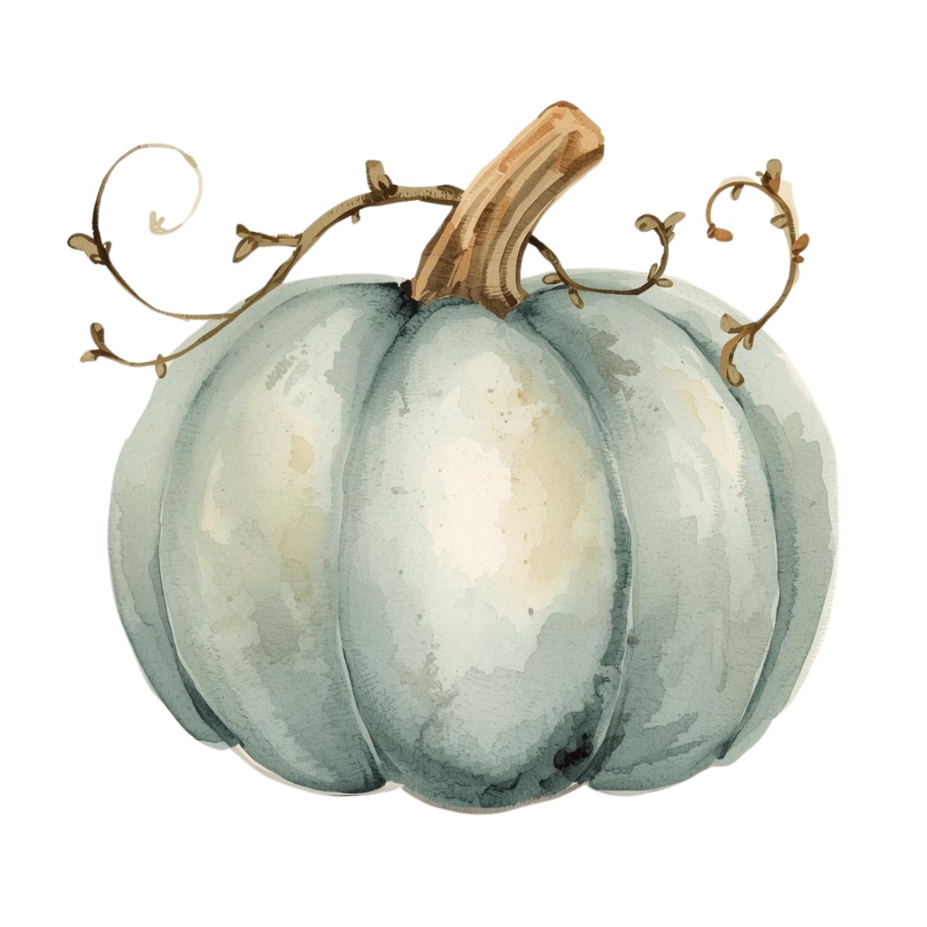 水彩ブルーアンティークハロウィンクリップアートセット(全20種・PNG)