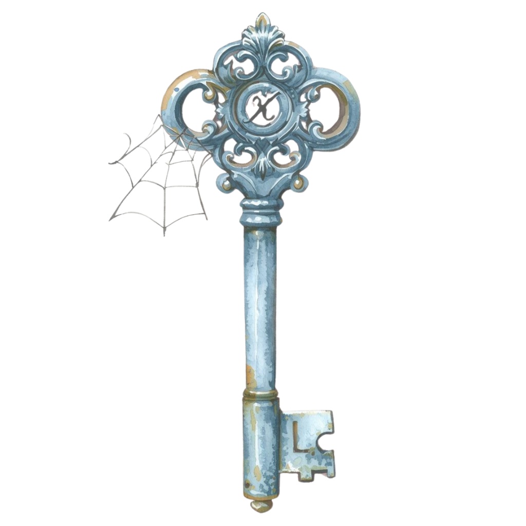 水彩ブルーアンティークハロウィンクリップアートセット(全20種・PNG)