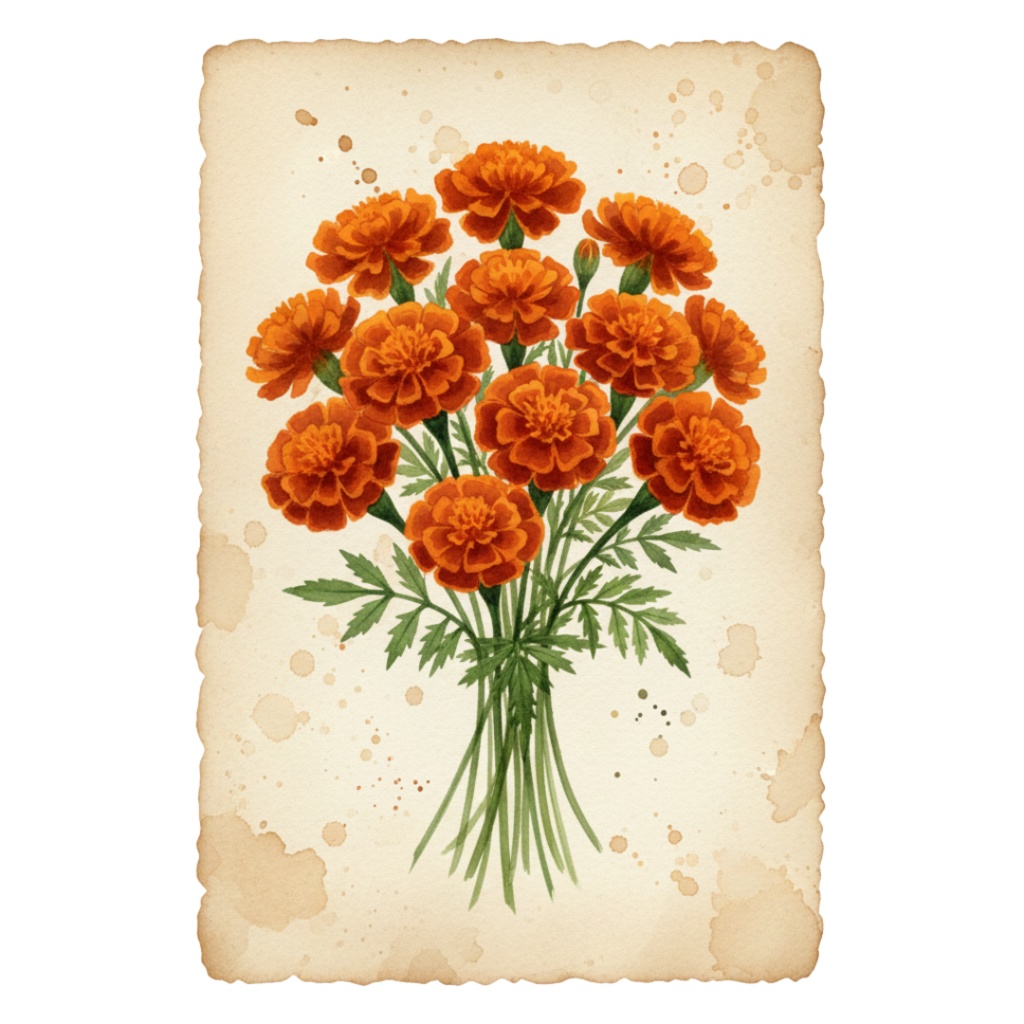 秋の訪れを告げる水彩クリップアート:アンティークフラワーコレクション(PNG)