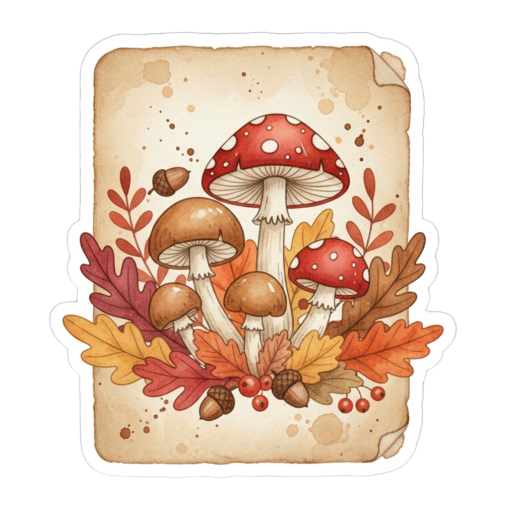 秋の訪れを告げる水彩クリップアート:アンティークフラワーコレクション(PNG)