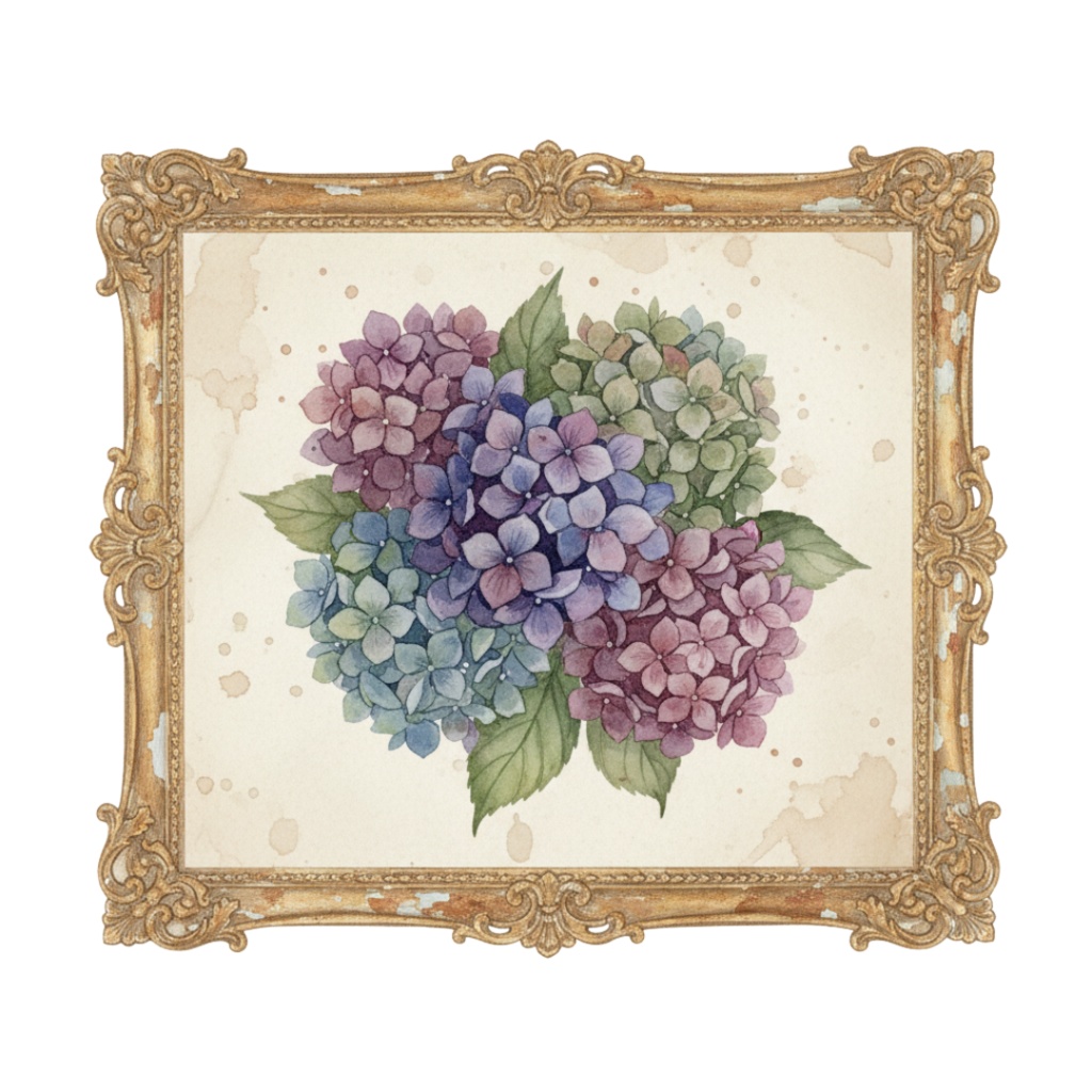 秋の訪れを告げる水彩クリップアート:アンティークフラワーコレクション(PNG)