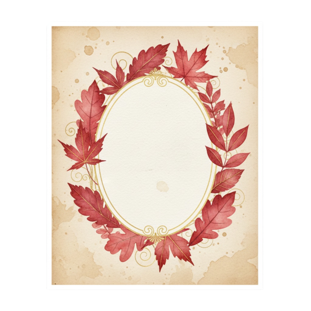 秋の訪れを告げる水彩クリップアート:アンティークフラワーコレクション(PNG)