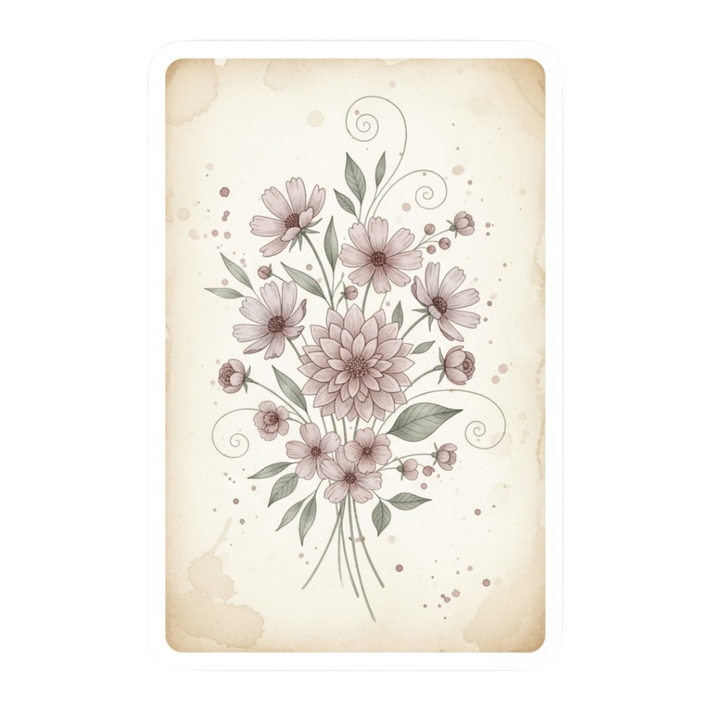 秋の訪れを告げる水彩クリップアート:アンティークフラワーコレクション(PNG)