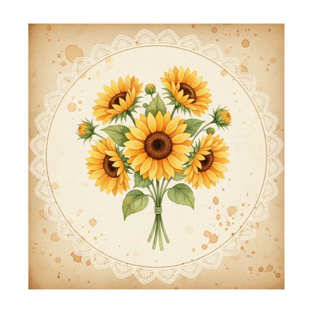 秋の訪れを告げる水彩クリップアート:アンティークフラワーコレクション(PNG)