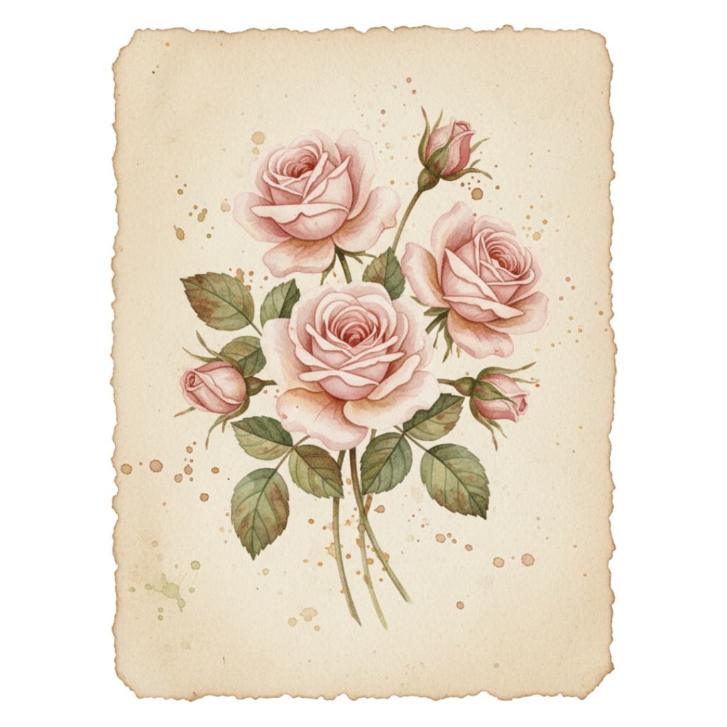 秋の訪れを告げる水彩クリップアート:アンティークフラワーコレクション(PNG)